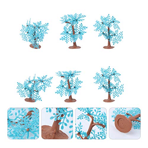 Balacoo 6Pcs Decoraciones de Acuario Plantas de Plástico Pecera Planta Árbol Planta Acuática Artificial Acuario Paisaje Adornos Accesorios para Peces Betta (Azul Celeste)
