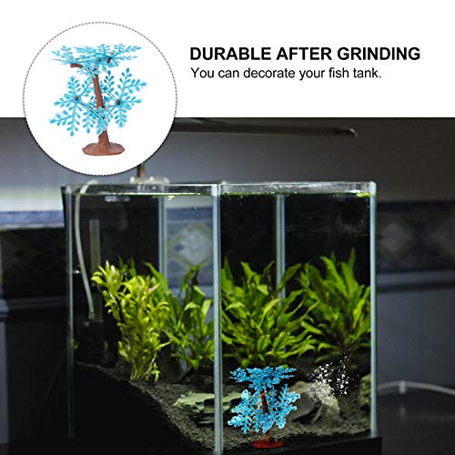 Balacoo 6Pcs Decoraciones de Acuario Plantas de Plástico Pecera Planta Árbol Planta Acuática Artificial Acuario Paisaje Adornos Accesorios para Peces Betta (Azul Celeste)