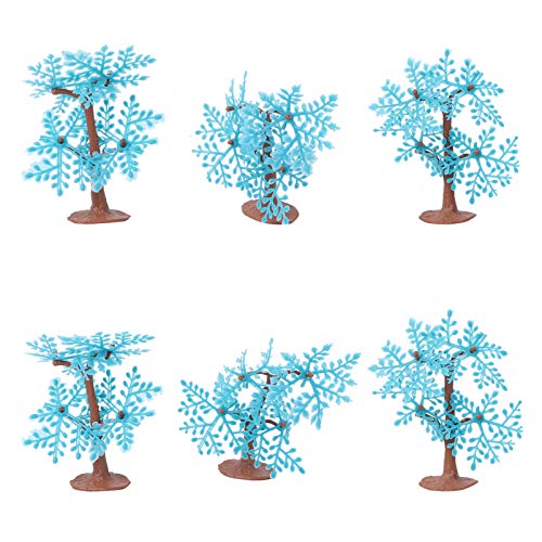 Balacoo 6Pcs Decoraciones de Acuario Plantas de Plástico Pecera Planta Árbol Planta Acuática Artificial Acuario Paisaje Adornos Accesorios para Peces Betta (Azul Celeste)