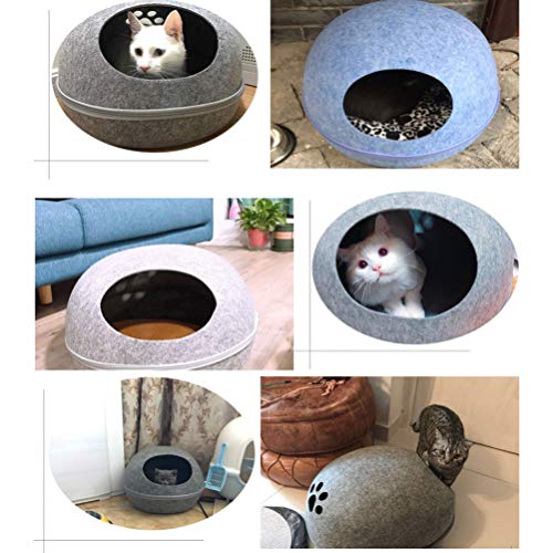 Balacoo Forma de Cáscara de Huevo Cama para Mascotas Creativo Cálido Nido de Perro Gato Saco de Dormir Decoración de Cama para Mascotas Semicerrada para Mascota Perro Gato Gatito (Gris)