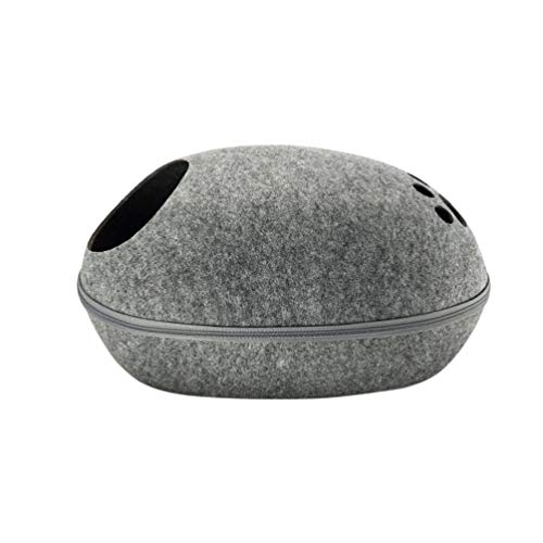 Balacoo Forma de Cáscara de Huevo Cama para Mascotas Creativo Cálido Nido de Perro Gato Saco de Dormir Decoración de Cama para Mascotas Semicerrada para Mascota Perro Gato Gatito (Gris)