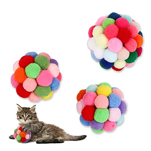 Balacoo Juguete de Bola de Gato para Mascotas con Campana de Juguete Interactivo de Hierba gatera integrada Bolas Coloridas