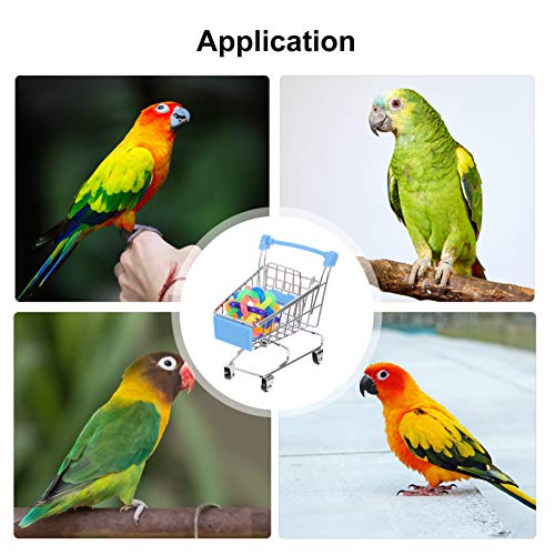 Balacoo Juguetes de Loro- 2 Piezas de Periquitos Juguetes de Construcción Juguetes para Masticar Mini Carrito de Compras Juguete Educativo Juguete para Masticar con Pelota para Cockatiel