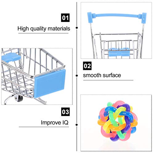 Balacoo Juguetes de Loro- 2 Piezas de Periquitos Juguetes de Construcción Juguetes para Masticar Mini Carrito de Compras Juguete Educativo Juguete para Masticar con Pelota para Cockatiel