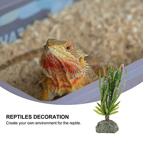 Balacoo Plantas de Reptiles Decoración de Terrario Artificial Cactus Plantas de Plástico Ornamentos para Lagartijas GECO Barbudo Dragón Decoración de Habitación Verde