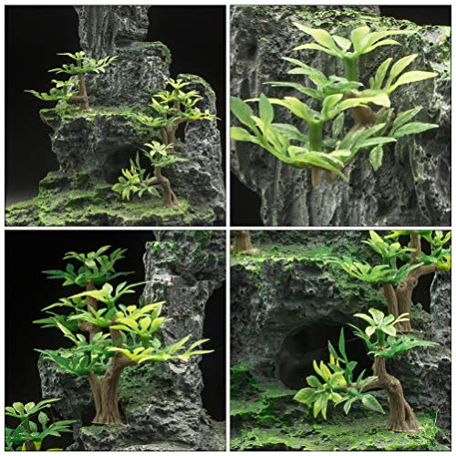 Balacoo Resina de Peces de Montaña Ornamental Acuario Roca Cueva Betta Fish Hideout Micro Paisaje Piedra Decoración para Acuario Accesorios (Verde)