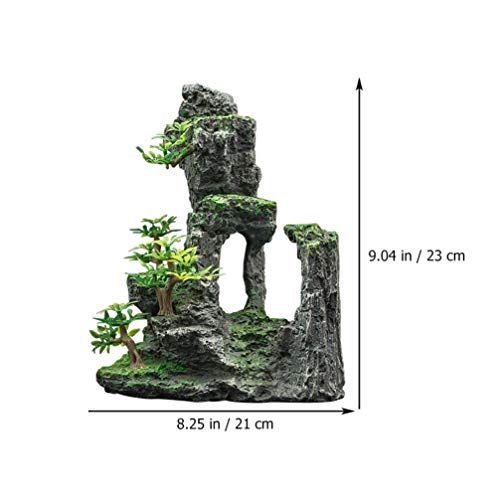 Balacoo Resina de Peces de Montaña Ornamental Acuario Roca Cueva Betta Fish Hideout Micro Paisaje Piedra Decoración para Acuario Accesorios (Verde)