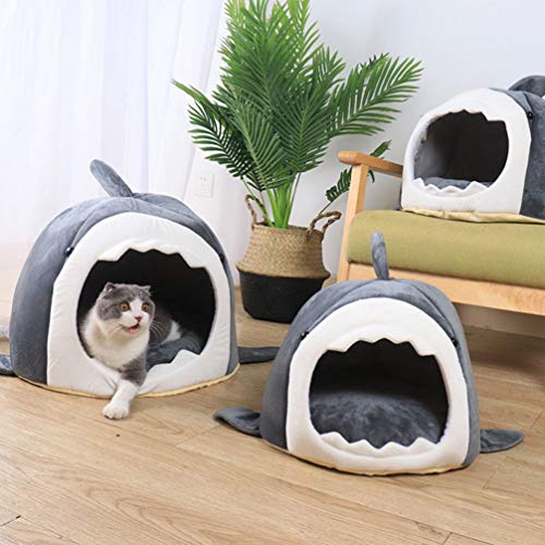 Balacoo Tiburón Perro Gato Cama Lavable para Mascotas Casa Nido Cueva Camas para Perros Pequeños Medianos Cachorros de Gato