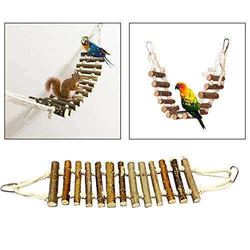 Baoblaze Escalera para Mascotas Juguetes de pájaros para Loro Guacamayo Grises africanos Budgie Cockatiels Percha Columpio de Rata de hámster Jaula de Madera