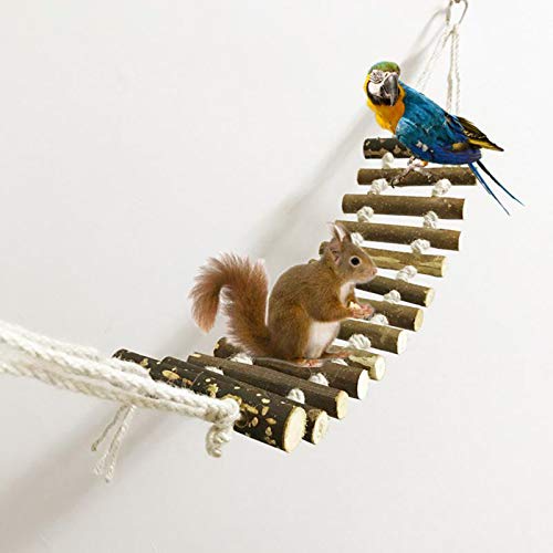Baoblaze Escalera para Mascotas Juguetes de pájaros para Loro Guacamayo Grises africanos Budgie Cockatiels Percha Columpio de Rata de hámster Jaula de Madera