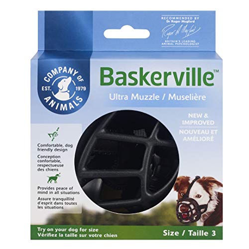 Baskerville Ultra - Bozal de goma, Negro, Talla 3 (Longitud: 8 cm/Anchura: 28 cm)