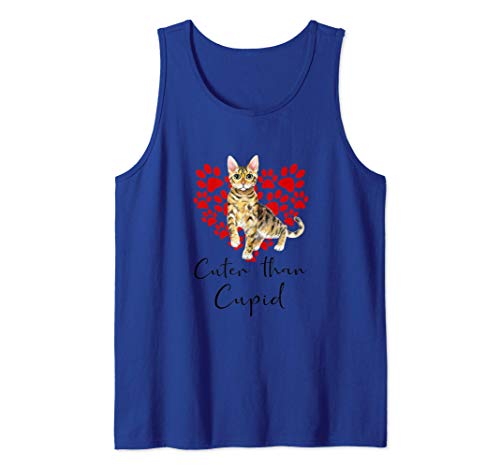 Bengalí Cuter Than Cupip Gato Día San Valentín Camiseta sin Mangas
