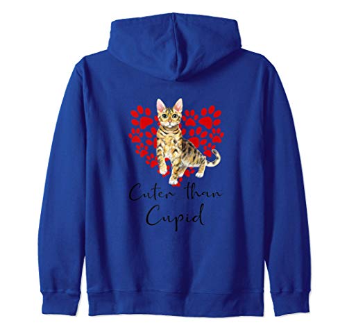 Bengalí Cuter Than Cupip Gato Día San Valentín Sudadera con Capucha
