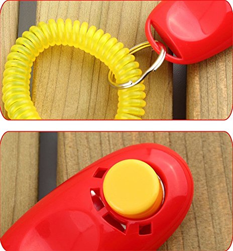 Best País 7 colores de botón Clicker perro con muñeca banda para Clicker Training