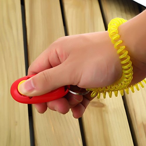 Best País 7 colores de botón Clicker perro con muñeca banda para Clicker Training