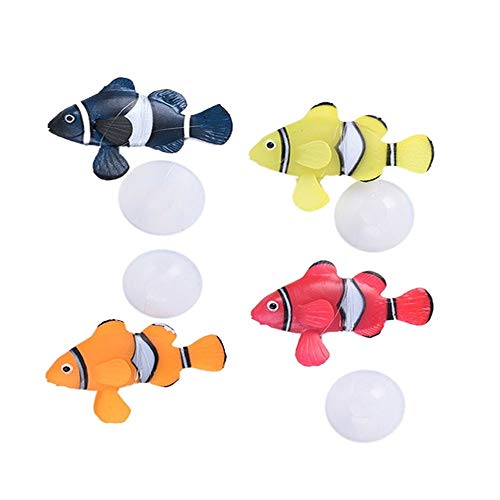 Bestgle 4 Piezas Peces Artificiales de Acuario para decoración de Acuario realistas Peces móviles flotantes Decoración de Tanque de Peces Adorno Flotante