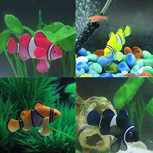 Bestgle 4 Piezas Peces Artificiales de Acuario para decoración de Acuario realistas Peces móviles flotantes Decoración de Tanque de Peces Adorno Flotante