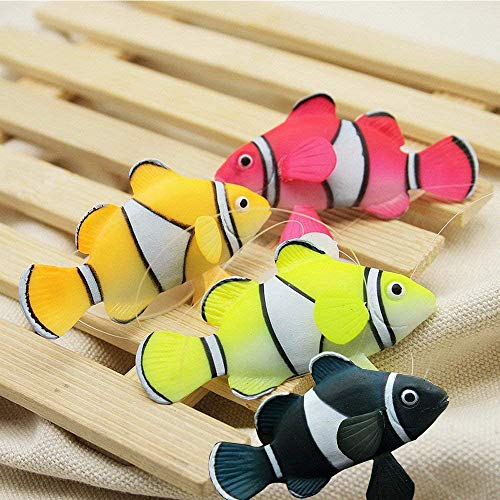 Bestgle 4 Piezas Peces Artificiales de Acuario para decoración de Acuario realistas Peces móviles flotantes Decoración de Tanque de Peces Adorno Flotante