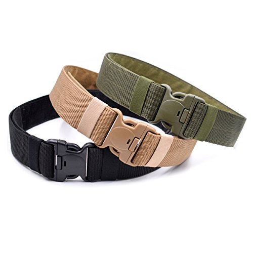 BESTOMZ Cinturón Militar Unisex Correa Táctica para Cinturón Ajustable al Aire Libre con Hebilla de Liberación Rápida, para Exteriores/Caza/Deporte/Camping - 120x5.5x0.3CM (Negro)