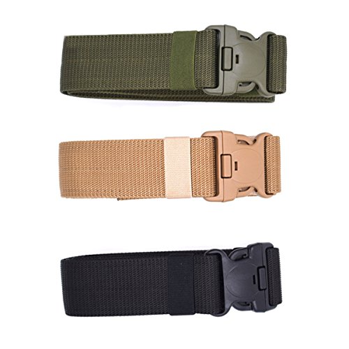 BESTOMZ Cinturón Militar Unisex Correa Táctica para Cinturón Ajustable al Aire Libre con Hebilla de Liberación Rápida, para Exteriores/Caza/Deporte/Camping - 120x5.5x0.3CM (Negro)