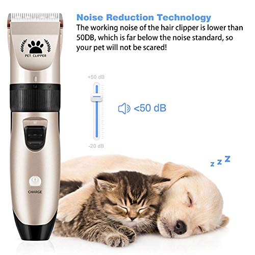 Binwe Juego de recortadores eléctricos para el Pelo de Las Mascotas con Peine guía y Cepillo de Limpieza Cortapelos para el Cuidado Diario del Gato del Perro