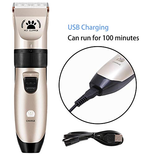 Binwe Juego de recortadores eléctricos para el Pelo de Las Mascotas con Peine guía y Cepillo de Limpieza Cortapelos para el Cuidado Diario del Gato del Perro
