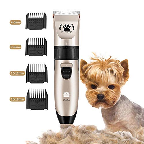Binwe Juego de recortadores eléctricos para el Pelo de Las Mascotas con Peine guía y Cepillo de Limpieza Cortapelos para el Cuidado Diario del Gato del Perro