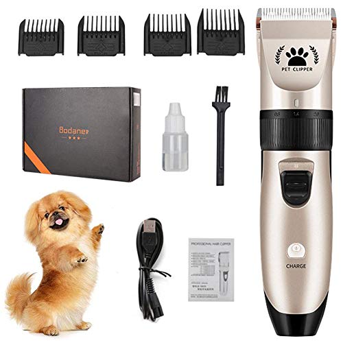 Binwe Juego de recortadores eléctricos para el Pelo de Las Mascotas con Peine guía y Cepillo de Limpieza Cortapelos para el Cuidado Diario del Gato del Perro