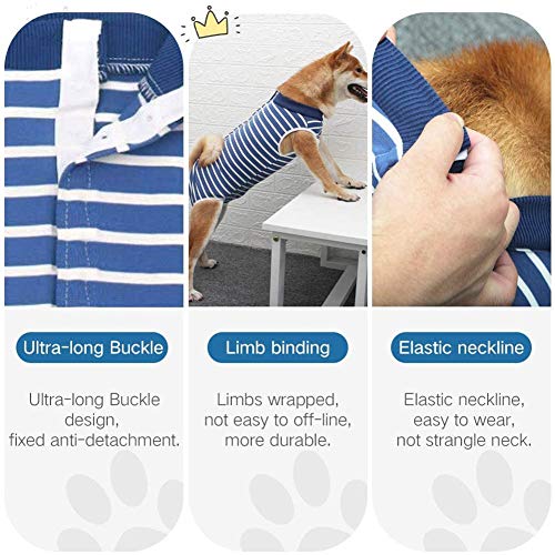 BOENTA Traje De Recuperación para Gatos Ropa para Gatos Pequeños Traje quirúrgico para Perro después de castrar Camiseta médica para Mascotas pequeña Blue,2XL