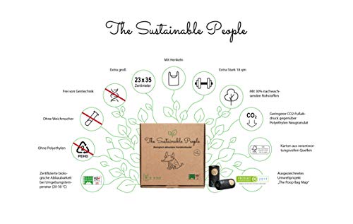 Bolsas biodegradables para excrementos de perro TSP con asas, certificado OK compost Home – 100% compostable y biodegradable – grande y extra gruesa (18 µm), (252 bolsas)