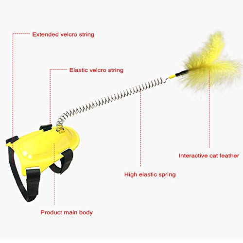 Bomoya Juguete para gatos con plumas, juguete de primavera favorito de la mascota suministros interactivos con personas niños