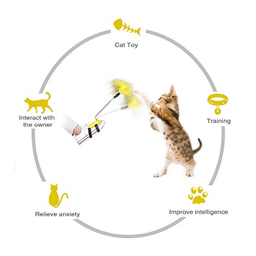 Bomoya Juguete para gatos con plumas, juguete de primavera favorito de la mascota suministros interactivos con personas niños