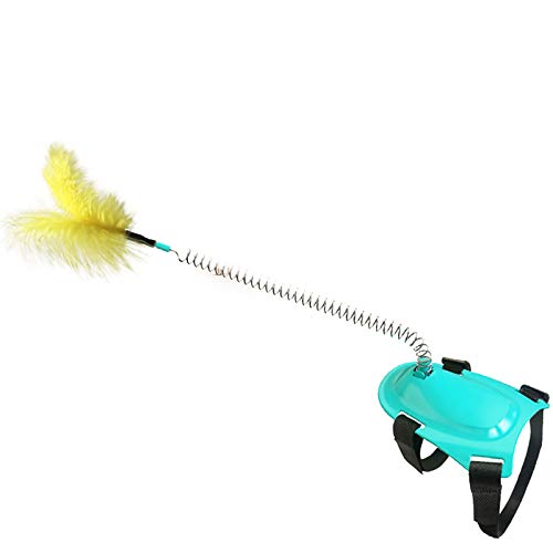 Bomoya Juguete para gatos con plumas, juguete de primavera favorito de la mascota suministros interactivos con personas niños