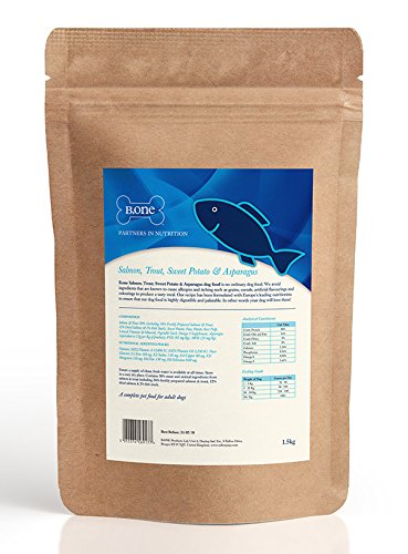 B.one 50% de salmón y trucha, patata y espárragos – Alimento para perros adultos sin granos premium (bolsa de 1,5 kg)