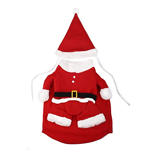 Bonito diseño navideño con diseño de Papá Noel, ropa de siamés navideño, chaqueta con capucha para perro/gato, decoración de cosplay (S)