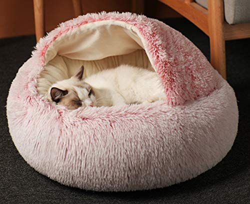 BoruisX Cama grande para gato, acogedora cueva para perro, pequeña tienda de campaña, cálida cama para cachorro, suave cojín antideslizante lavable (50 x 50 cm, rosa1)