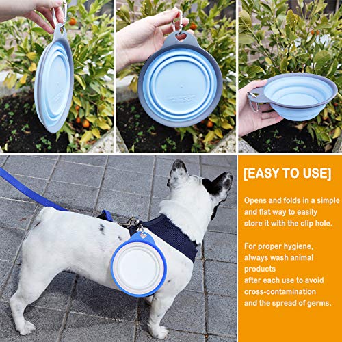 BPS 2Pcs Comedero Bebedero Plegable para Mascotas Perros Gatos Cuenco Portátil Silicona de Viaje Color Azar (S: Diametro 13.5 cm) BPS-5725*2