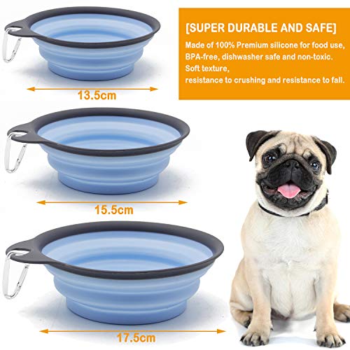 BPS 2Pcs Comedero Bebedero Plegable para Mascotas Perros Gatos Cuenco Portátil Silicona de Viaje Color Azar (S: Diametro 13.5 cm) BPS-5725*2