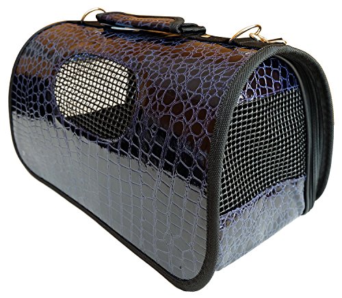 BPS (R) Portador Transportín Bolsa Bolso de Cuero Artificial, Imitación Piel de Cocodrilo para Perro, Gato, Mascotas, Animales,Tres Tamaño S/M/L 43.5x25x25cm BPS-2124AZ (Azul, M)