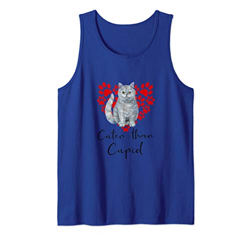 BRITISH SHORTHAIR Cuter Than Cupip Gato Día San Valentín Camiseta sin Mangas