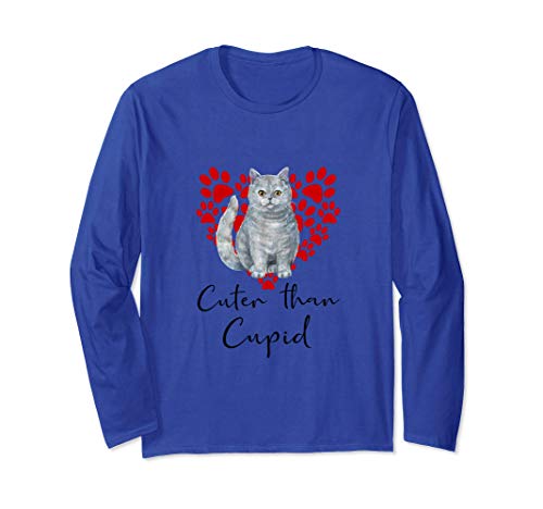 BRITISH SHORTHAIR Cuter Than Cupip Gato Día San Valentín Manga Larga