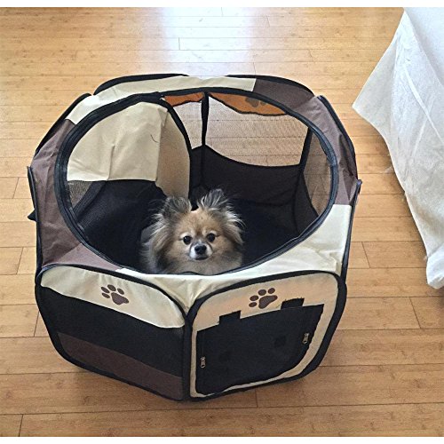Bulz - Parque de juegos para mascotas, portátil, plegable, para perro, gato, cachorro, caseta de ejercicio interior, casa de lactancia para mascotas, cubierta de malla extraíble y plegable