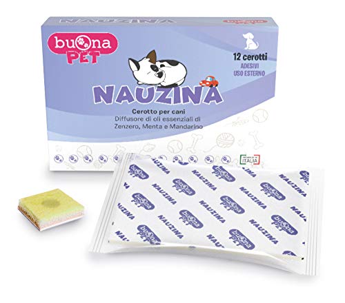 Buona Pet Nauzina - Apósito difusor de aceites esenciales para perros, en caso de náuseas y vómitos (uso exterior)