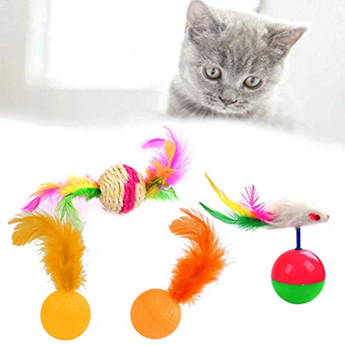 BUYGOO 31PCS Juguetes Interactivos para Gatos, Varita de Plumas, Pez Ratón y Bolas de Gato