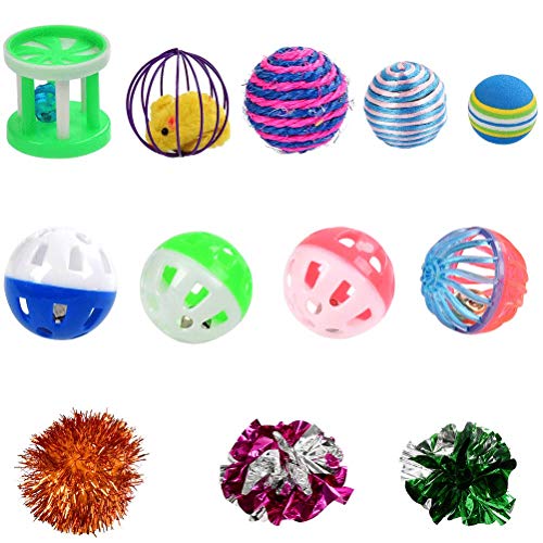 BUYGOO 31PCS Juguetes Interactivos para Gatos, Varita de Plumas, Pez Ratón y Bolas de Gato