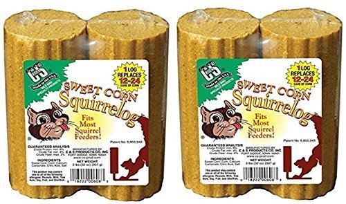 C & S 4883533148250 C&S Sweet Corn Squirrelog Recarga, 32 onzas, paquete de 4, 32 oz (2), marrón/A