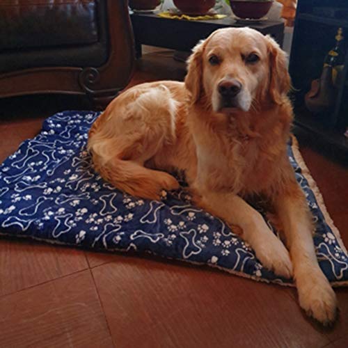 CaCaCook Manta impermeable para cama de perro, perro, gato, mascota, invierno, cálida, almohadilla de espuma para cama de espuma, color azul, L