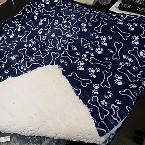 CaCaCook Manta impermeable para cama de perro, perro, gato, mascota, invierno, cálida, almohadilla de espuma para cama de espuma, color azul, L
