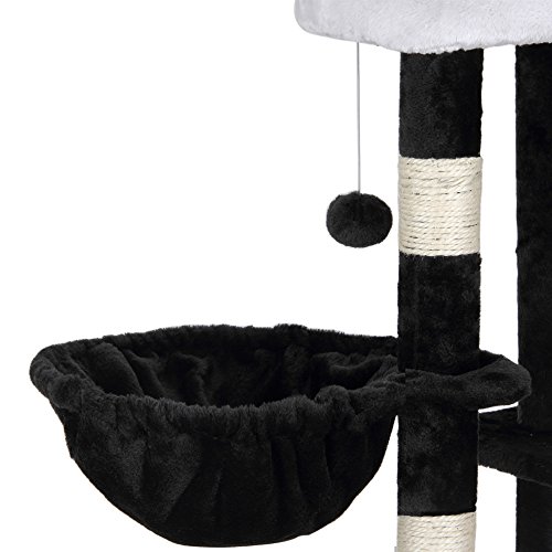 CADOCA@ Arbol rascador para gatos extra alto | Grandes plataformas | 2 cuevas | 2 nidos | 1 tubo | 2 escaleras | 2 pelotas | Color negro