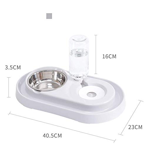 Caja de Almuerzo Dos en uno de Agua Potable, Recipiente para Beber automático a Prueba de Fugas y a Prueba de Humedad, Adecuado para: Cuenco de arroz para Gatitos y Cachorros, Gris